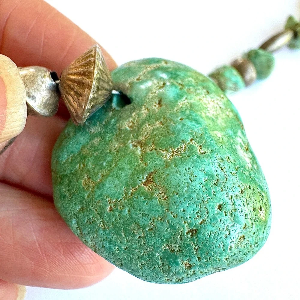 VTG Royston BIG Nugget Necklace Santo Domingo 18in Bench Bead Heishi Sterling‎